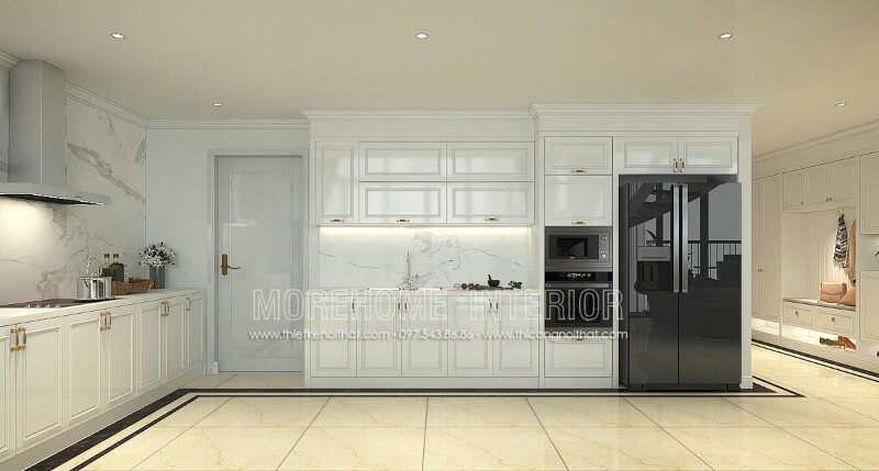 Mẫu thiết kế tủ bếp chung cư Penthouse Tây Hồ gỗ tự nhiên