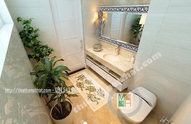 Thiết kế nội thất phòng tắm hiện đại cho nhà phố hiện đại kết hợp không gian xanh mang lại cảm giác thoáng mát