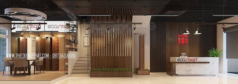 Mẫu thiết kế showroom cửa gỗ công nghiệp ATA đẹp với cách bố trí không gian khoa học hợp lí.