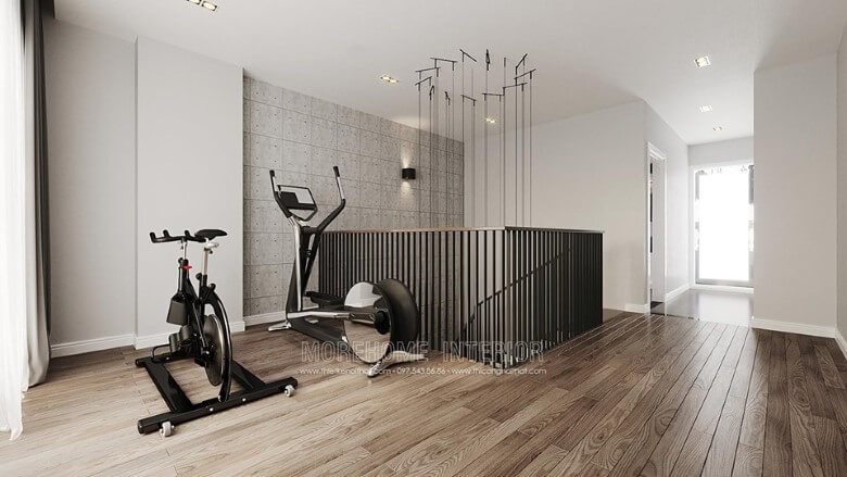 Morehome tận dụng khoảng không gian tầng để giúp gia chủ có được một phòng tập thể dục chất lượng cao tại nhà