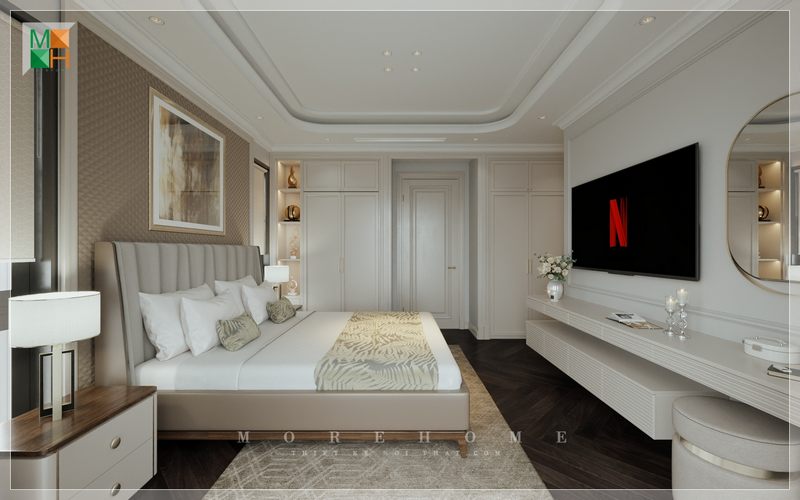 Tab đầu giường gỗ tự nhiên màu trắng hiện đại trang trí cho không gian cất trữ những món đồ gọn gàng ngăn nắp thẩm mỹ.